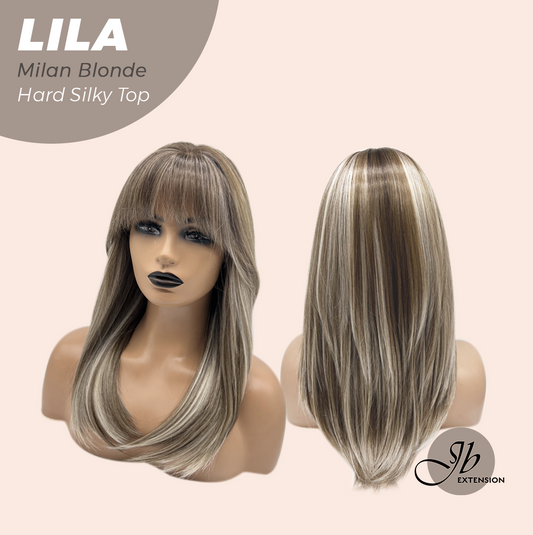 JBEXTENSION 20 Inches Scalpiana Milan Blonde Wolf Cut 3.5X4 Hard Silky Top Natural Scalp Effect Wig With Bangs LILA MILAN BLONDE