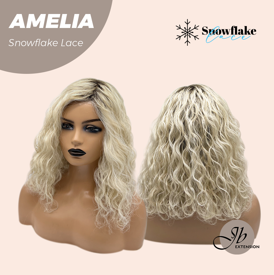 [FINAL SALE] JBEXTENSION 13 Inches Deep Curly Blonde Pre-Cut Snowflake Lace Frontlace Glueless Wig AMELIA【PERMATEASE】【BENDY EAR TABS】