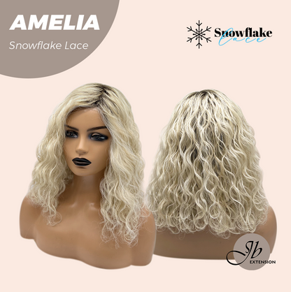 [FINAL SALE] JBEXTENSION 13 Inches Deep Curly Blonde Pre-Cut Snowflake Lace Frontlace Glueless Wig AMELIA【PERMATEASE】【BENDY EAR TABS】