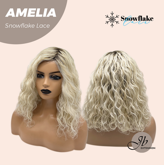 [FINAL SALE] JBEXTENSION 13 Inches Deep Curly Blonde Pre-Cut Snowflake Lace Frontlace Glueless Wig AMELIA【PERMATEASE】【BENDY EAR TABS】