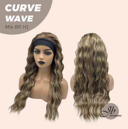 JBEXTENSION 26 Inches Long Wave Mix Brown Highlight Headband Wig CURVE WAVE - MIX BROWN HIGHLIGHT