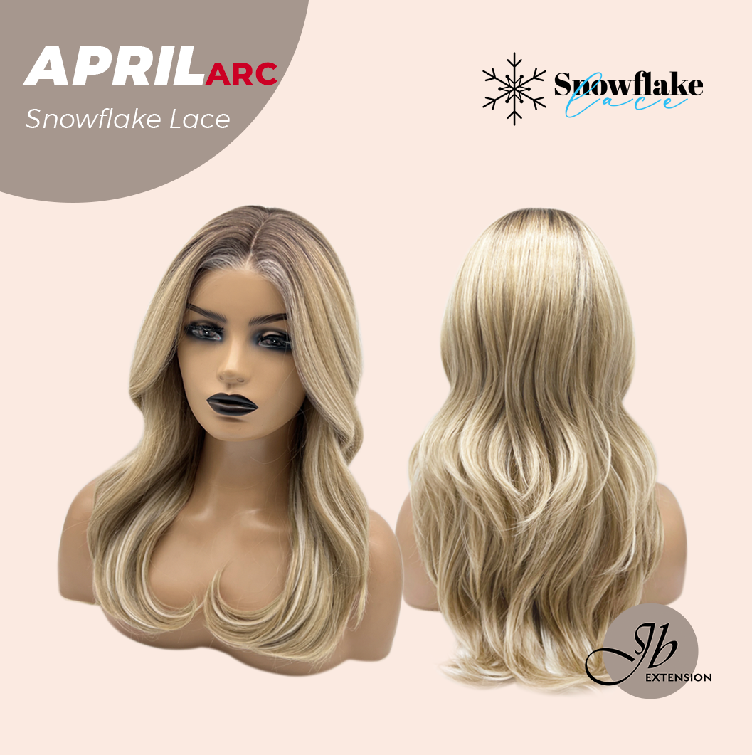 JBEXTENSION 20 Inches Mix Blonde Long Curly Pre-Cut Arc Snowflake Lace Frontlace Glueless Wig APRIL ARC【BENDY EAR TABS】