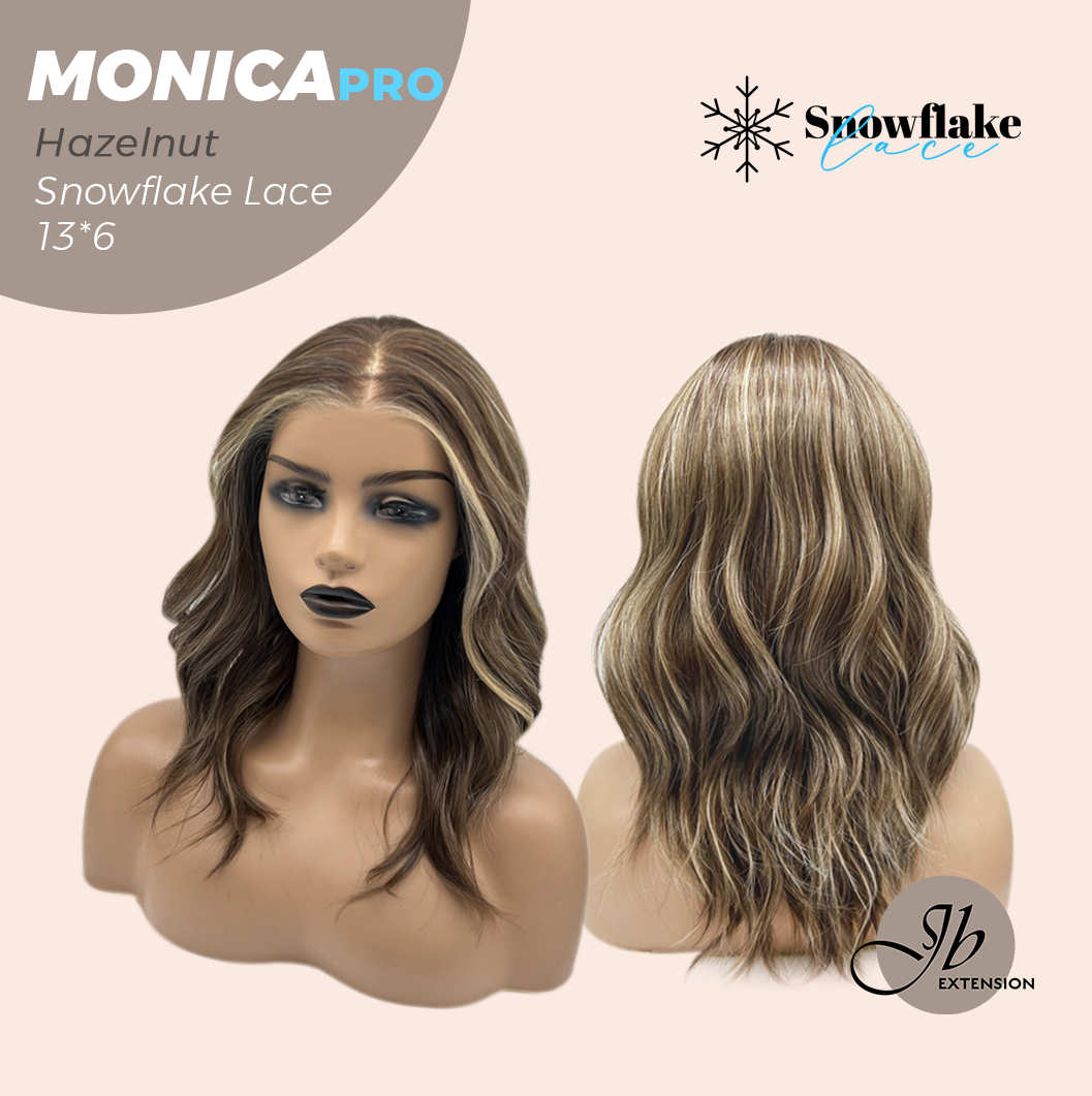 JBEXTENSION 16 Inches Hazelnut Pre-Cut 13X6 Free Part Snowflake Lace Frontlace Glueless Wig MONICA PRO - HAZELNUT【BENDY EAR TABS】