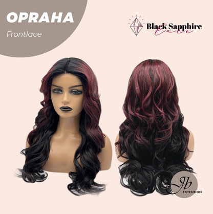 [FINAL SALE] JBEXTENSION 23 Inches Curly Black Red Pre-Cut Frontlace Glueless Black Sapphire Wig OPRAHA【BENDY EAR TABS】