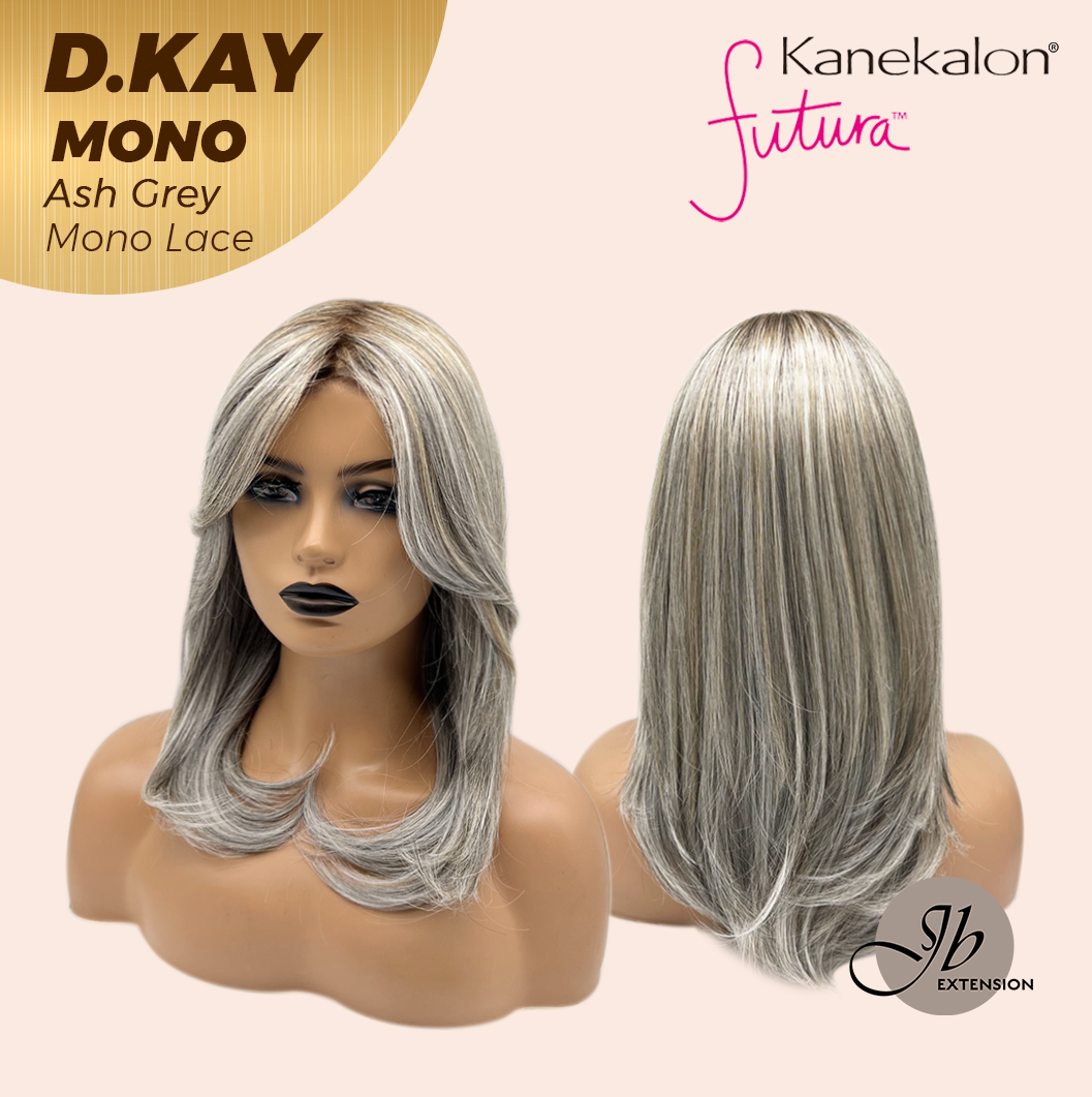 JBEXTENSION D.KAY MONO Partial Monofilament Wig 18 Inches Ash Grey Partial Mono Lace Glueless Women Fashion Wig D.KAY MONO ASH GREY【BENDY EAR TABS】