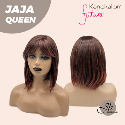 [FINAL SALE] JBEXTENSION 12 Inches Red Short Women Fashion Wig With Bangs JAJA QUEEN RED【PLUS PERMATEASE】【BENDY EAR TABS】