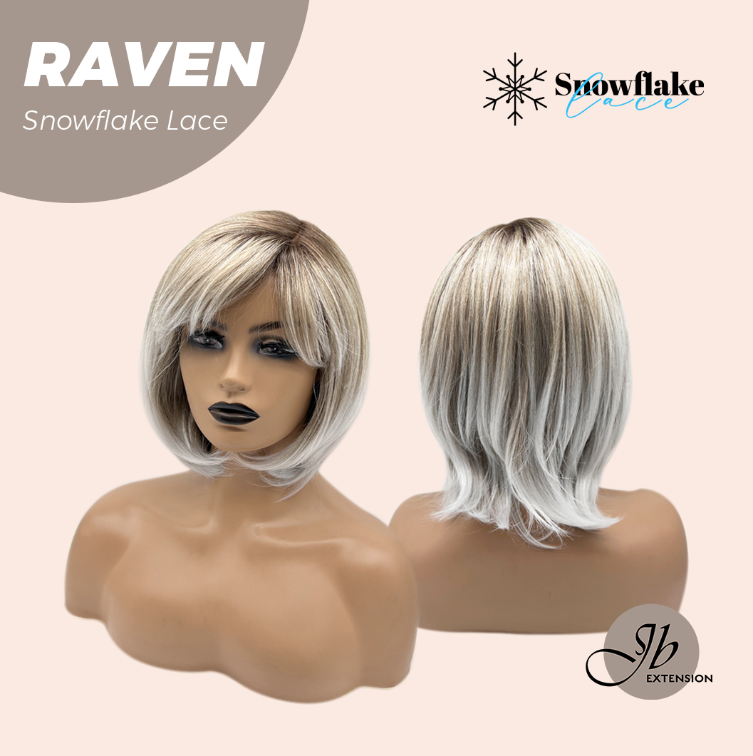 JBEXTENSION 12 Inches Ash Grey Pre-Cut Side Part Snowflake Lace Frontlace Glueless Wig RAVEN【BENDY EAR TABS】