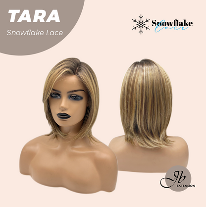 JBEXTENSION 12 Inches Shatush Mix Blonde Pre-Cut Side Part Snowflake Lace Frontlace Glueless Wig TARA SNOWFLAKE【BENDY EAR TABS】- S/M