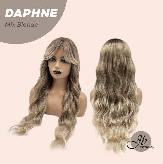 JBEXTENSION 29 Inches Long Body Wave Mix Blonde Wig With Bangs DAPHNE MIX BLONDE