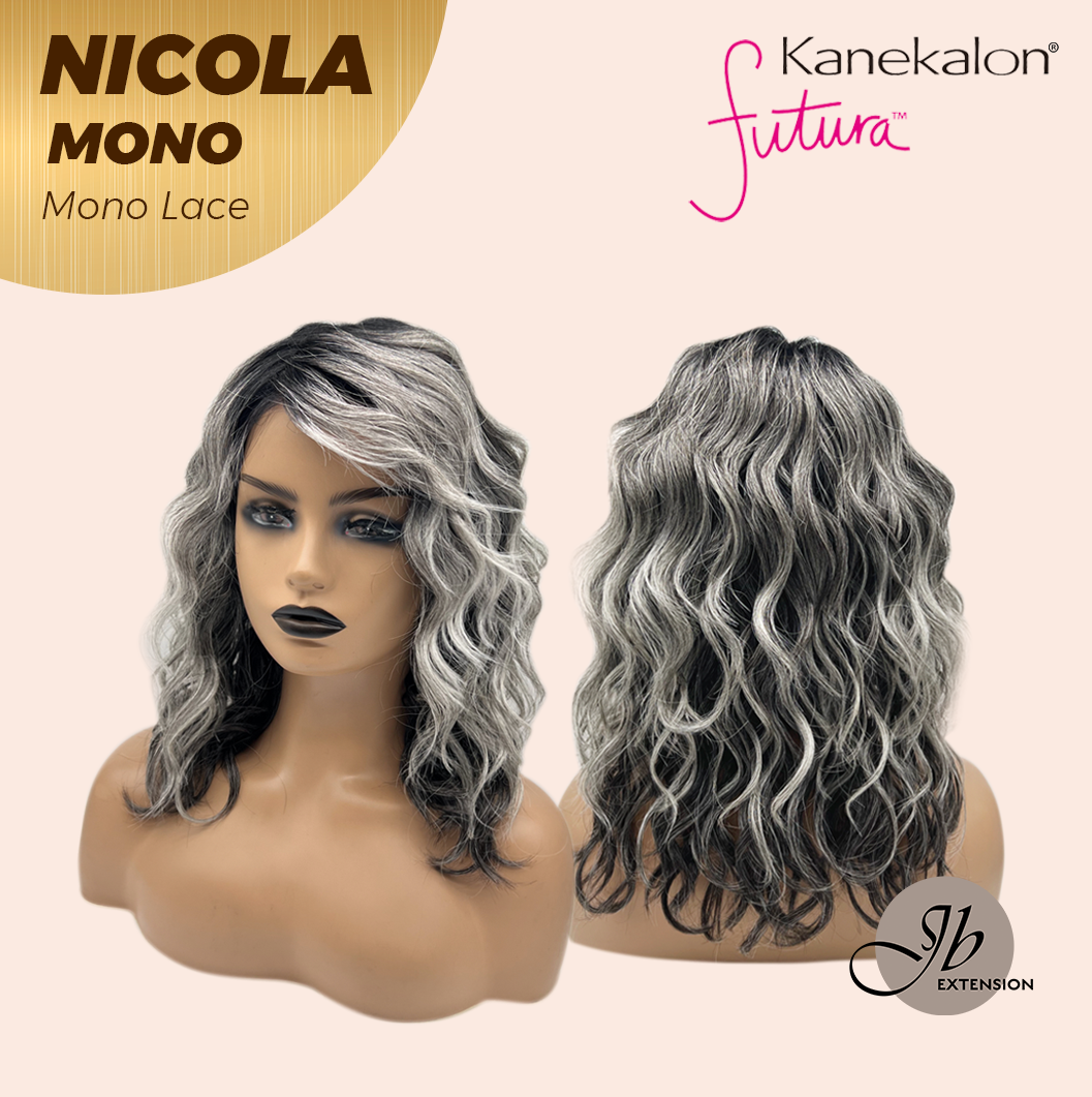 [FINAL SALE] JBEXTENSION NICOLA MONO Monofilament Handmade Wig 6X5 Full Monofilament Hand Tied Top Wig 14 Inches Salt and Pepper Mono Lace Wig Glueless Wig NICOLA MONO【BENDY EAR TABS】