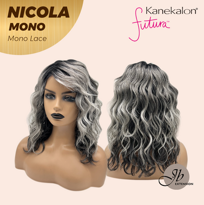[FINAL SALE] JBEXTENSION NICOLA MONO Monofilament Handmade Wig 6X5 Full Monofilament Hand Tied Top Wig 14 Inches Salt and Pepper Mono Lace Wig Glueless Wig NICOLA MONO【BENDY EAR TABS】