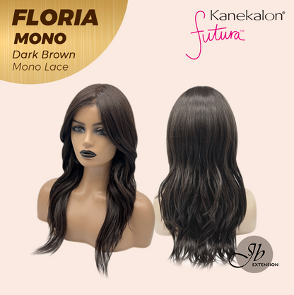 JBEXTENSION FLORIA MONO Full Monofilament Wig 20 Inches Curly Dark Brown Full Mono Lace Glueless with Anti-slip Silicone Strips Wig FLORIA MONO - DARK BROWN【BENDY EAR TABS】
