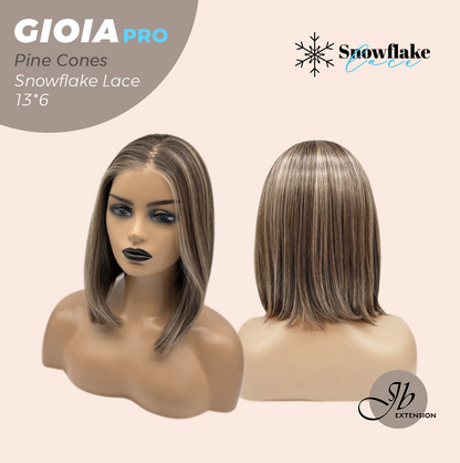 JBEXTENSION 14 Inches Pine Cones Pre-Cut 13X6 Free Part Snowflake Lace Frontlace Bob Cut Glueless Wig GIOIA PRO - PINE CONES【BENDY EAR TABS】