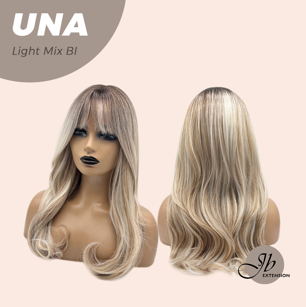 JBEXTENSION 22 Inches Light Mix Blonde Wave with Bangs Wig UNA LIGHT MIX BLONDE