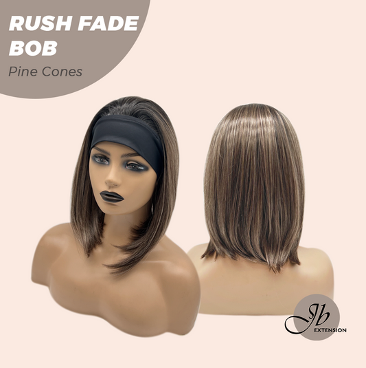 JBEXTENSION 12 Inches Short Hair Pine Cones Headband Wig RUSH FADE BOB - PINE CONES