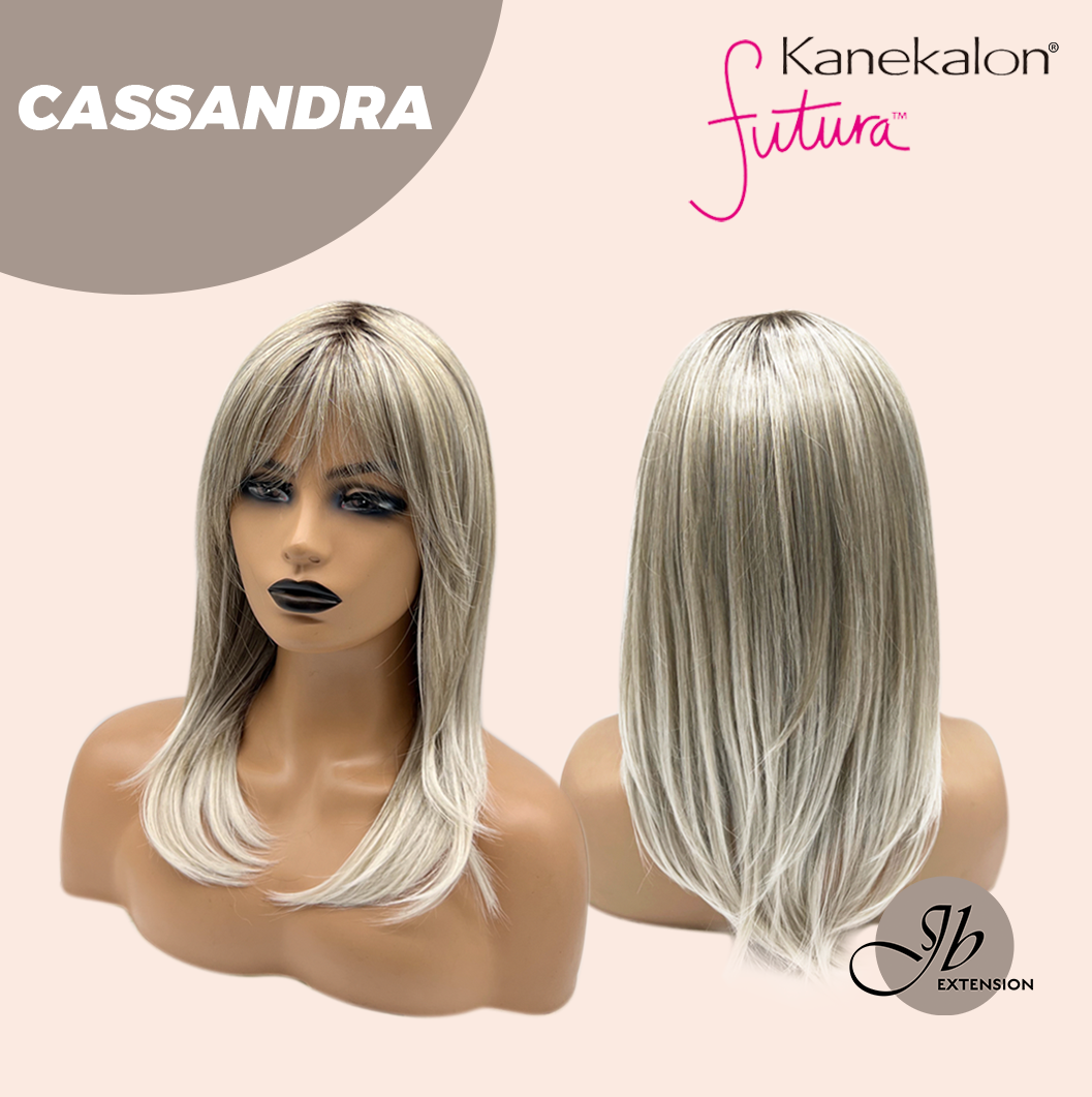 [FINAL SALE] JBEXTENSION 18 Inches Ash Blonde White Wig with Bangs Women Fashion Full Machine Wig CASSANDRA【PLUS PERMATEASE】【BENDY EAR TABS】