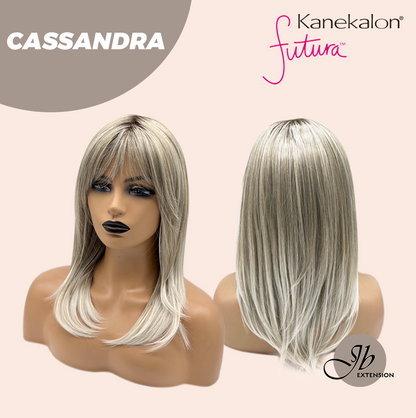 [FINAL SALE] JBEXTENSION 18 Inches Ash Blonde White Wig with Bangs Women Fashion Full Machine Wig CASSANDRA【PLUS PERMATEASE】【BENDY EAR TABS】