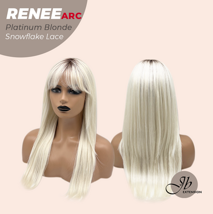 [FINAL SALE] JBEXTENSION 21 Inches Platinum Blonde Pre-Cut Arc Snowflake Lace Frontlace Glueless Wig RENEE PLATINUM BLONDE【BENDY EAR TABS】