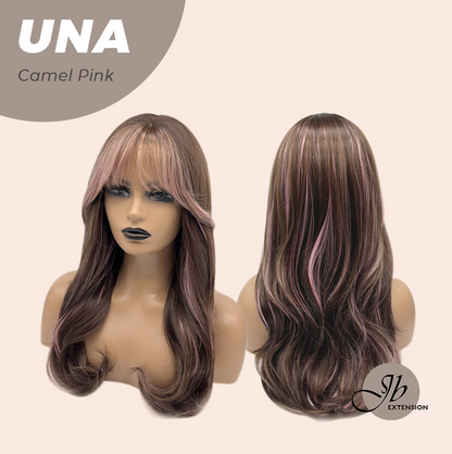 JBEXTENSION 22 Inches Camel Pink Wave with Bangs Wig UNA CAMEL PINK