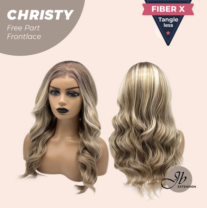 JBEXTENSION 22 Inches Dark Blonde Wave Fiber X, Tangle Less Pre-Cut Free Part Frontlace Glueless Wig CHRISTY【FIBER X】