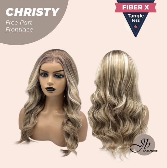 JBEXTENSION 22 Inches Dark Blonde Wave Fiber X, Tangle Less Pre-Cut Free Part Frontlace Glueless Wig CHRISTY【FIBER X】