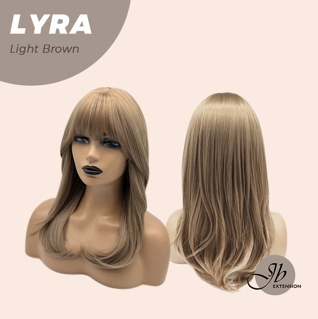 JBEXTENSION 18 Inches Light Brown Wig with Bangs LYRA LIGHT BROWN