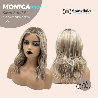 [PRE-ORDER] JBEXTENSION 16 Inches Silver Sand Blonde Pre-Cut 13X6 Free Part Snowflake Lace Frontlace Glueless Wig MONICA PRO - SILVER SAND BLONDE【BENDY EAR TABS】