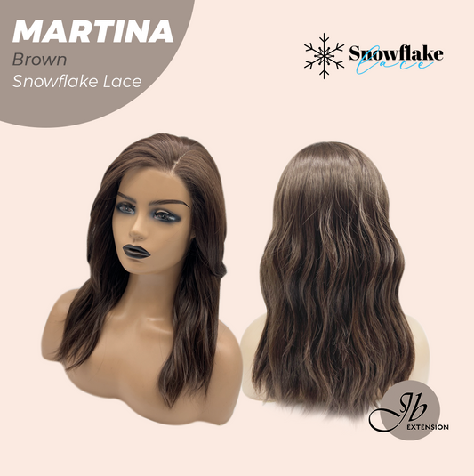 JBEXTENSION 17 Inches Wave Brown Pre-Cut Side Part Snowflake Lace Frontlace Glueless Wig MARTINA BROWN【BENDY EAR TABS】
