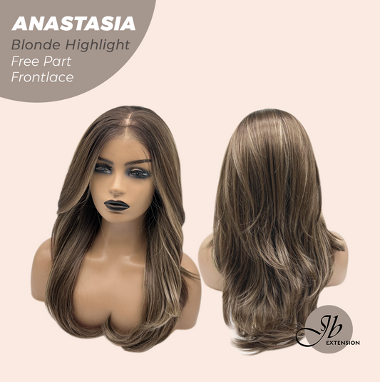 JBEXTENSION 20 Inches Blonde Highlight Curly Pre-Cut 13X3 Lace Free Part Frontlace Glueless Wig ANASTASIA BLONDE HIGHLIGHT
