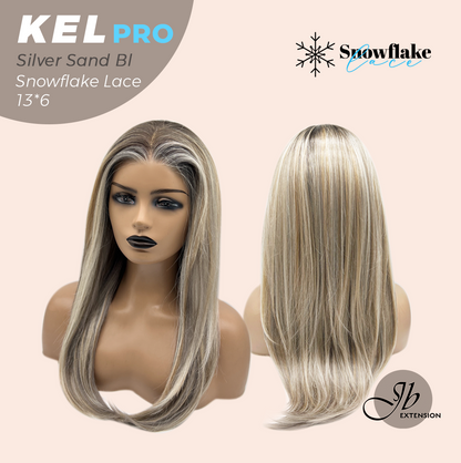 JBEXTENSION 22 Inches Silver Sand Blonde Pre-Cut 13X6 Free Part Snowflake Lace Frontlace Glueless Wig KEL PRO - SILVER SAND BLONDE【BENDY EAR TABS】