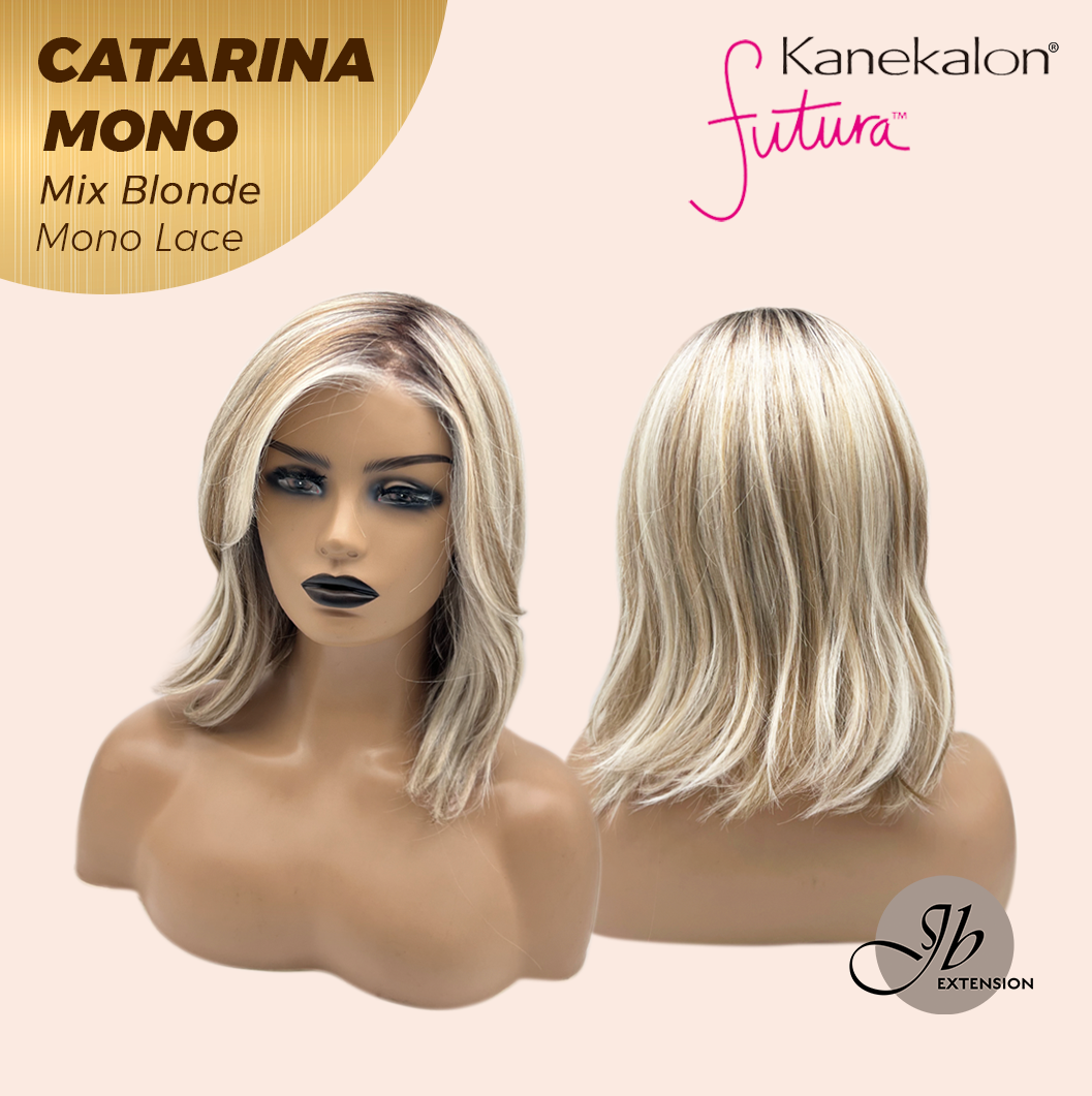 JBEXTENSION CATARINA MONO Full Monofilament Handmade Full Lace Full Hand Tied Wig 13 Inches Mix Blonde Mono Lace Handmade Futura Fiber Wig with Anti-slip Silicone Strips Glueless Wig CATARINA MONO MIX BLONDE【BENDY EAR TABS】