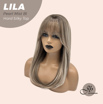 JBEXTENSION 20 Inches Scalpiana Pearl Mist Blonde Wolf Cut 3.5X4 Hard Silky Top Natural Scalp Effect Wig with Bangs LILA PEARL MIST BLONDE