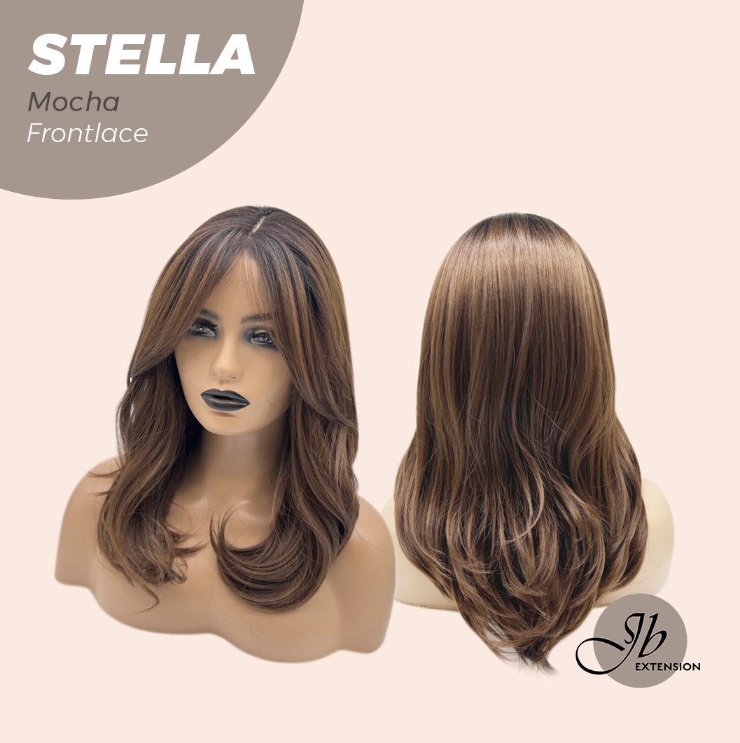 JBEXTENSION 16 Inches Mocha Curly Women Pre-Cut Frontlace Glueless Wig STELLA MOCHA