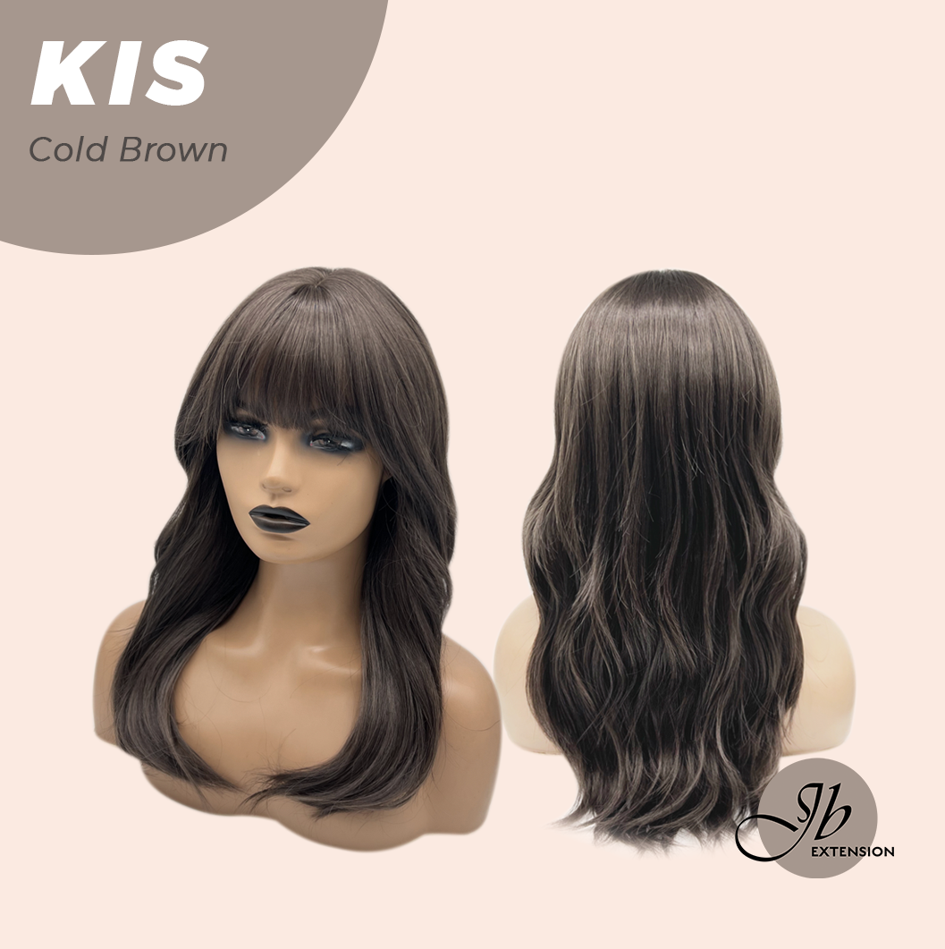 JBEXTENSION 20 Inches Wave Cold Brown Wig with Bangs KIS COLD BROWN
