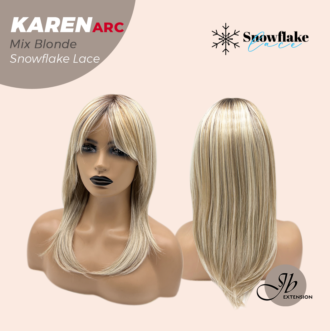 [PRE-ORDER] JBEXTENSION 18 Inches Mix Blonde Pre-Cut Arc Snowflake Lace Frontlace Glueless Wig KAREN MIX BLONDE【BENDY EAR TABS】