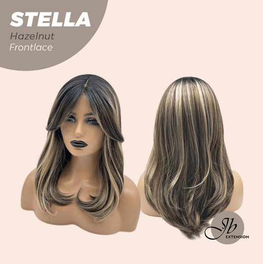 JBEXTENSION 16 Inches Hazelnut Curly Women Pre-Cut Frontlace Glueless Wig STELLA HAZELNUT