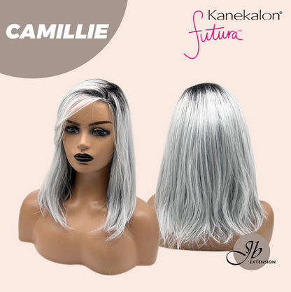 [FINAL SALE] JBEXTENSION 14 Inches Grey Silver with Dark Root Women Fashion Full Machine Wig CAMILLIE【PLUS PERMATEASE】【BENDY EAR TABS】