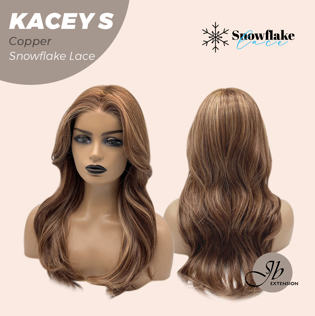 JBEXTENSION 20 Inches Copper Pre-Cut Snowflake Lace Frontlace Glueless Wig KACEY S COPPER【PERMATEASE】【BENDY EAR TABS】- M/L