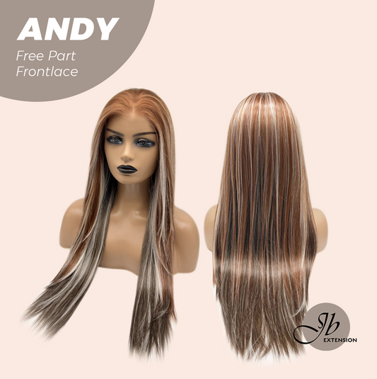 [FINAL SALE] JBEXTENSION 27 Inches Long Straight Bronze Pre-Cut Free Part Frontlace Glueless Wig ANDY