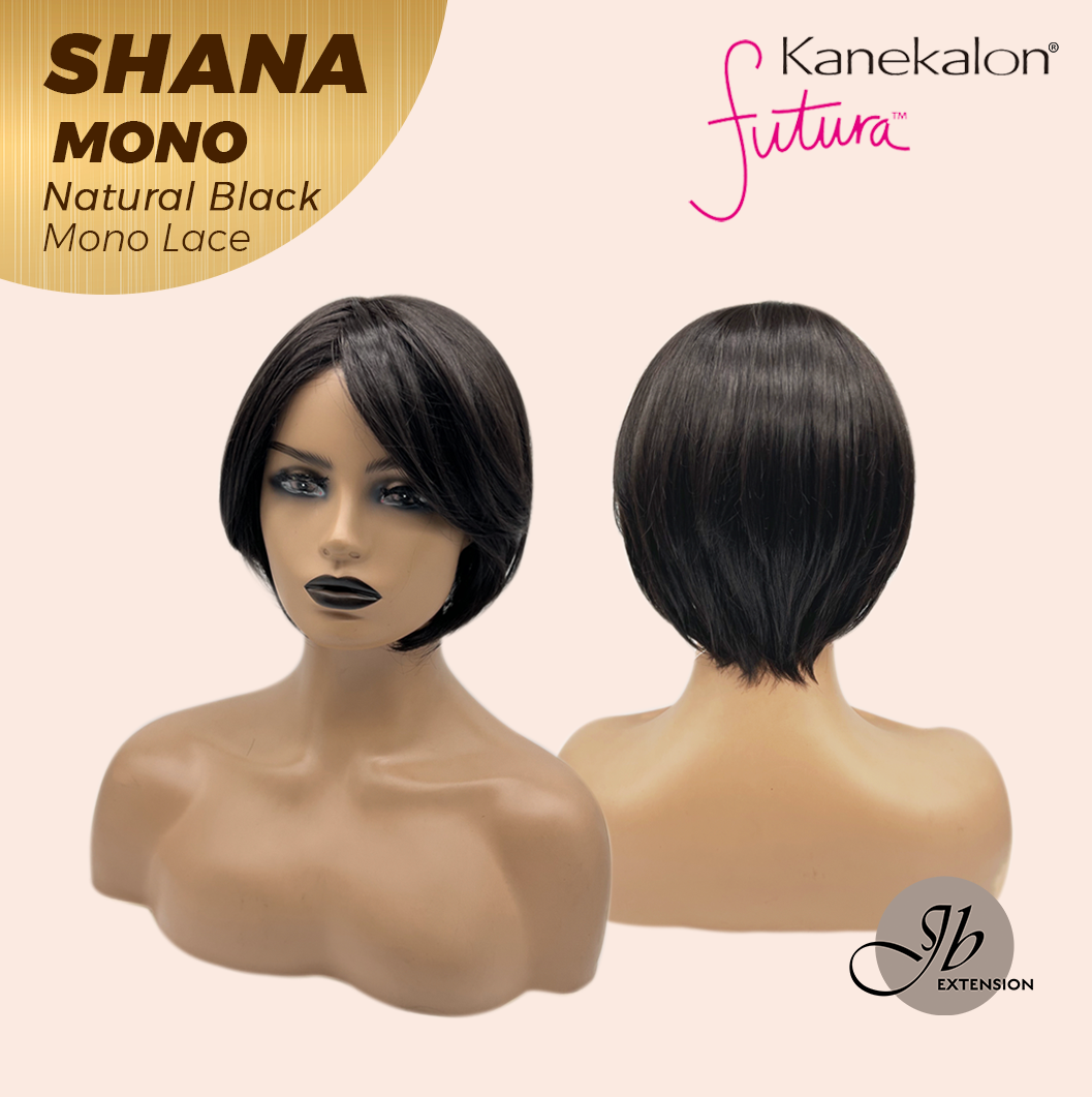 [FINAL SALE] JBEXTENSION SHANA MONO Monofilament Handmade Wig 6X5 Full Monofilament Hand Tied Top Wig 10 Inches Natural Black Mono Lace Handmade Futura Fiber Wig With Anti-slip Silicone Strips Glueless Wig SHANA MONO NATURAL BLACK【BENDY EAR TABS】