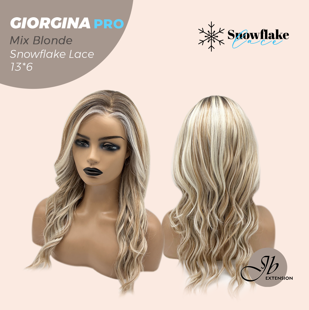 [PRE-ORDER] JBEXTENSION 21 Inches Mix Blonde Curly Pre-Cut 13X6 Free Part Snowflake Lace Frontlace Glueless Wig GIORGINA PRO - MIX BLONDE【BENDY EAR TABS】
