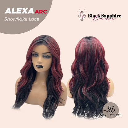 JBEXTENSION 20 Inches Curly Black Red Pre-Cut Arc Snowflake Lace Frontlace Glueless Black Sapphire Wig ALEXA【BENDY EAR TABS】