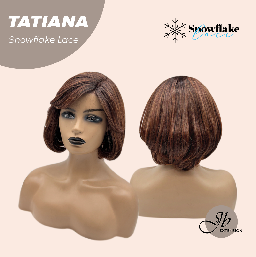 [FINAL SALE] JBEXTENSION 10 Inches Copper Curly Pre-Cut Side Part Snowflake Lace Frontlace Glueless Wig TATIANA【BENDY EAR TABS】