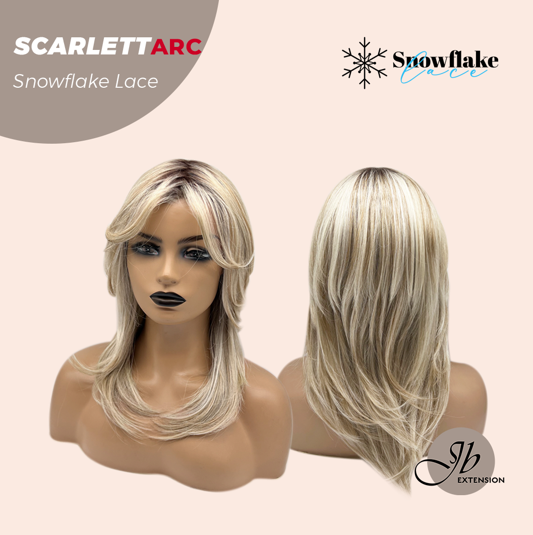JBEXTENSION 19 Inches Curly Mix Blonde Pre-Cut Arc Snowflake Lace Frontlace Glueless Wig SCARLETT【BENDY EAR TABS】