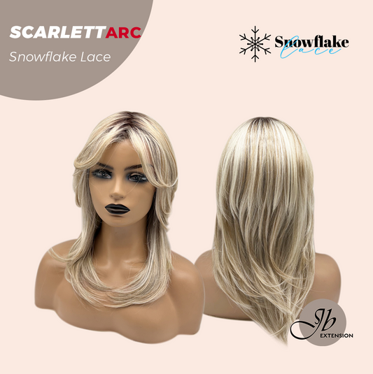 JBEXTENSION 19 Inches Curly Mix Blonde Pre-Cut Arc Snowflake Lace Frontlace Glueless Wig SCARLETT【BENDY EAR TABS】