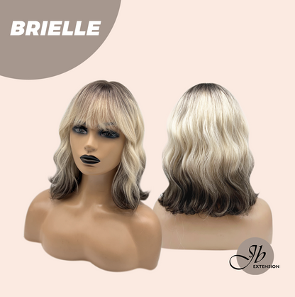 JBEXTENSION 12 Inches Bob Ombre Rooted Blonde Wavy Wig with Bangs BRIELLE