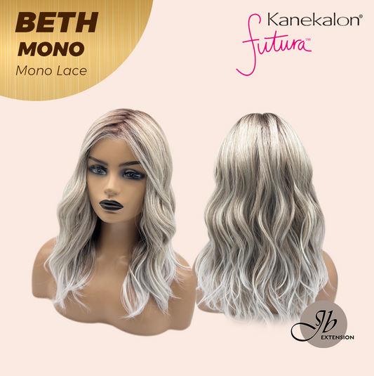 JBEXTENSION BETH MONO Monofilament Handmade Wig 6X5 Full Monofilament Hand Tied Top Wig 17 Inches Cream Grey Mono Lace Wig with Anti-slip Silicone Strips Glueless Wig BETH MONO【BENDY EAR TABS】