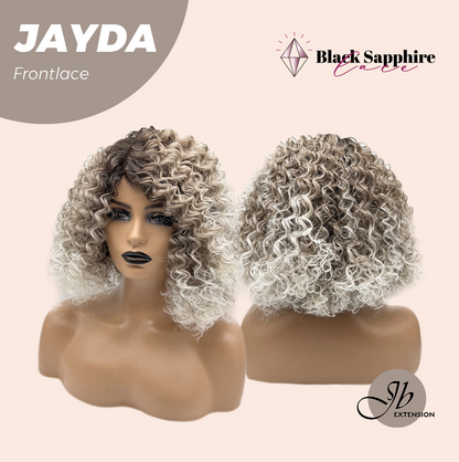JBEXTENSION 12 Inches Deep Curly Ash Grey Pre-Cut Side Part Frontlace Glueless Black Sapphire Wig JAYDA【BENDY EAR TABS】