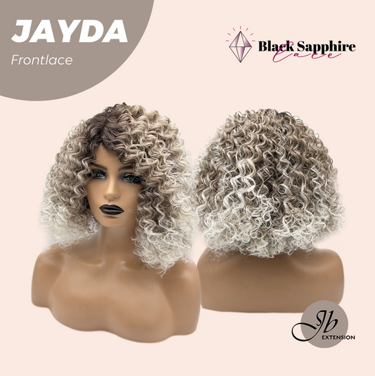 JBEXTENSION 12 Inches Deep Curly Ash Grey Pre-Cut Side Part Frontlace Glueless Black Sapphire Wig JAYDA【BENDY EAR TABS】