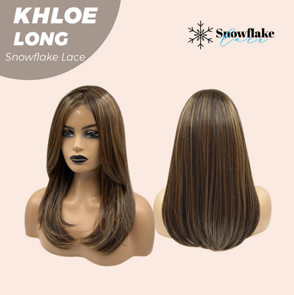 JBEXTENSION 18 Inches Caramel Pre-Cut Snowflake Lace Frontlace Glueless Wig KHLOE LONG【PERMATEASE】【BENDY EAR TABS】- M/L